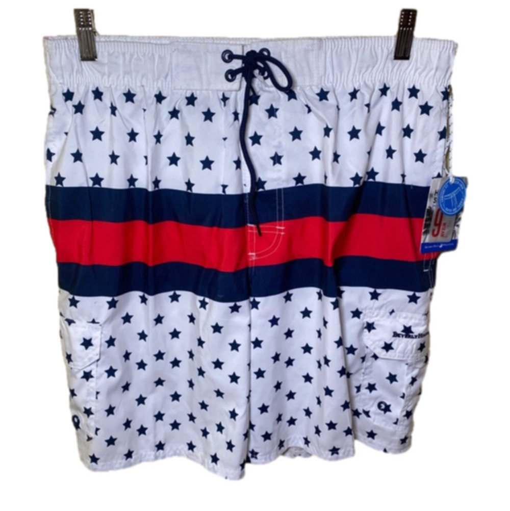 Beverly Hills Polo Club Men's Stars And Stripes Swimming Trunks Size‎ L